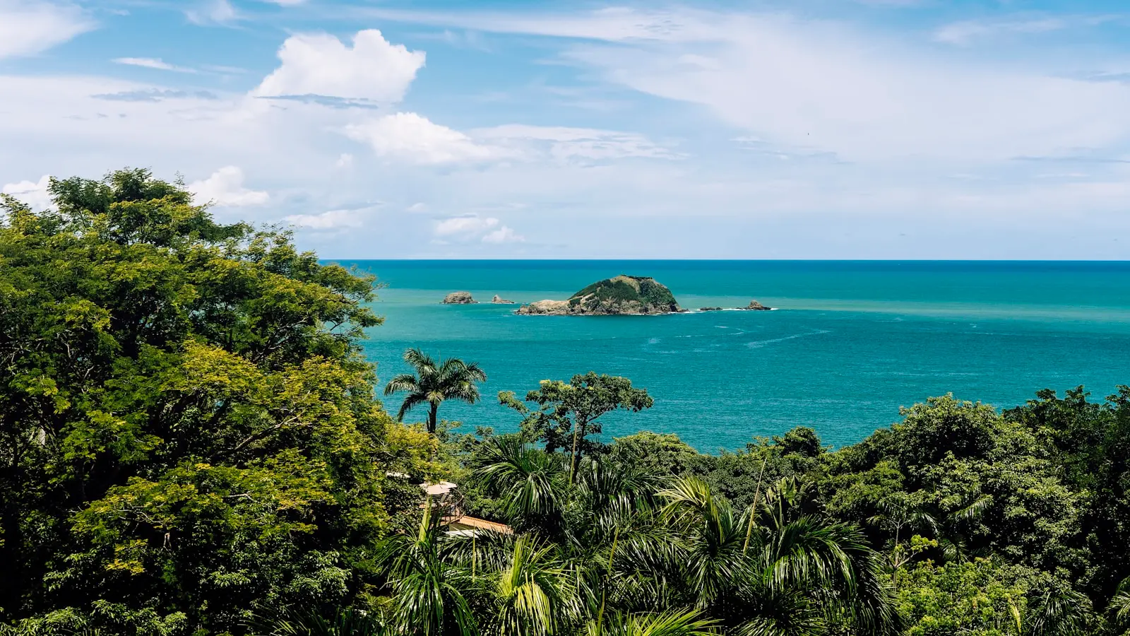 View over the rainforest canopy to the Pacific from the Manuel Antonio hill road